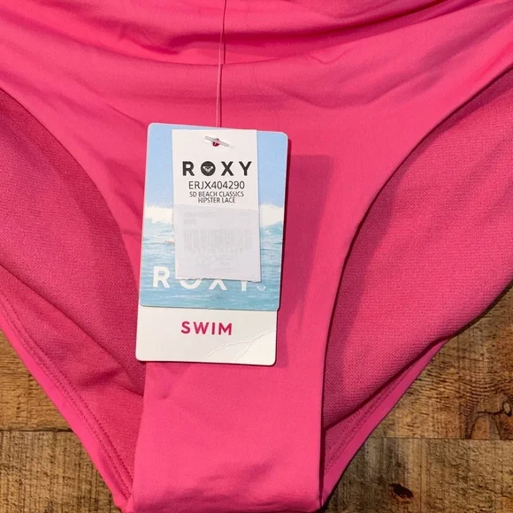 💕 Roxy Solid Beach Classics Hipster Lace Bikini Bottoms - Picture 5 of 9